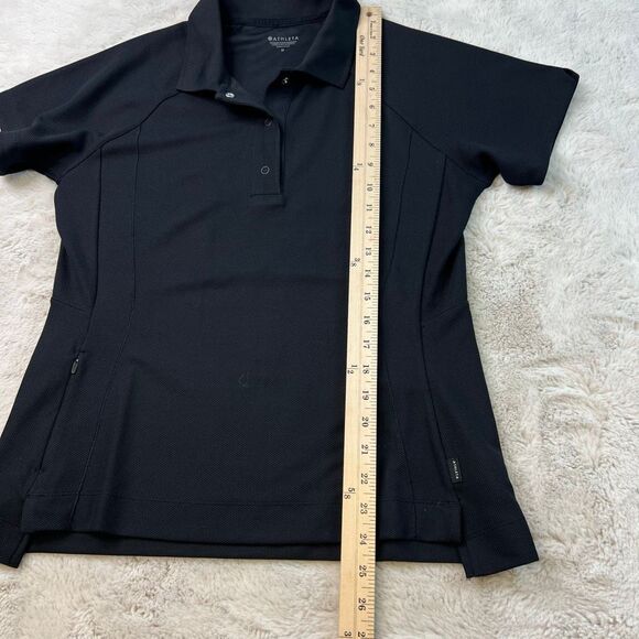 Athleta Everyday Polo Shirt Womens Size Medium Black Pocket Preppy Golf Stretch - Picture 8 of 9